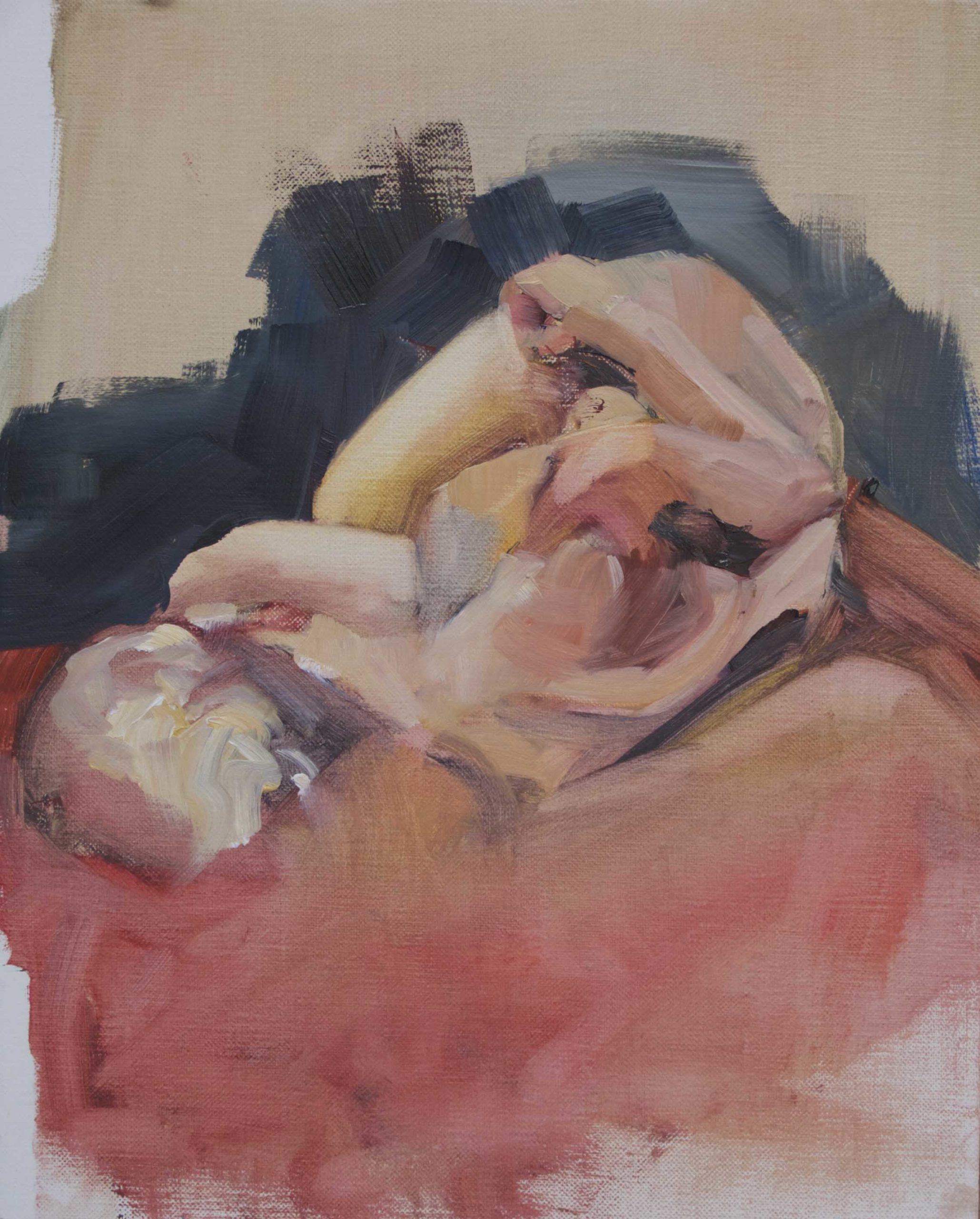 Female nude reclining | Oil on linen board, 30cm x 24cm