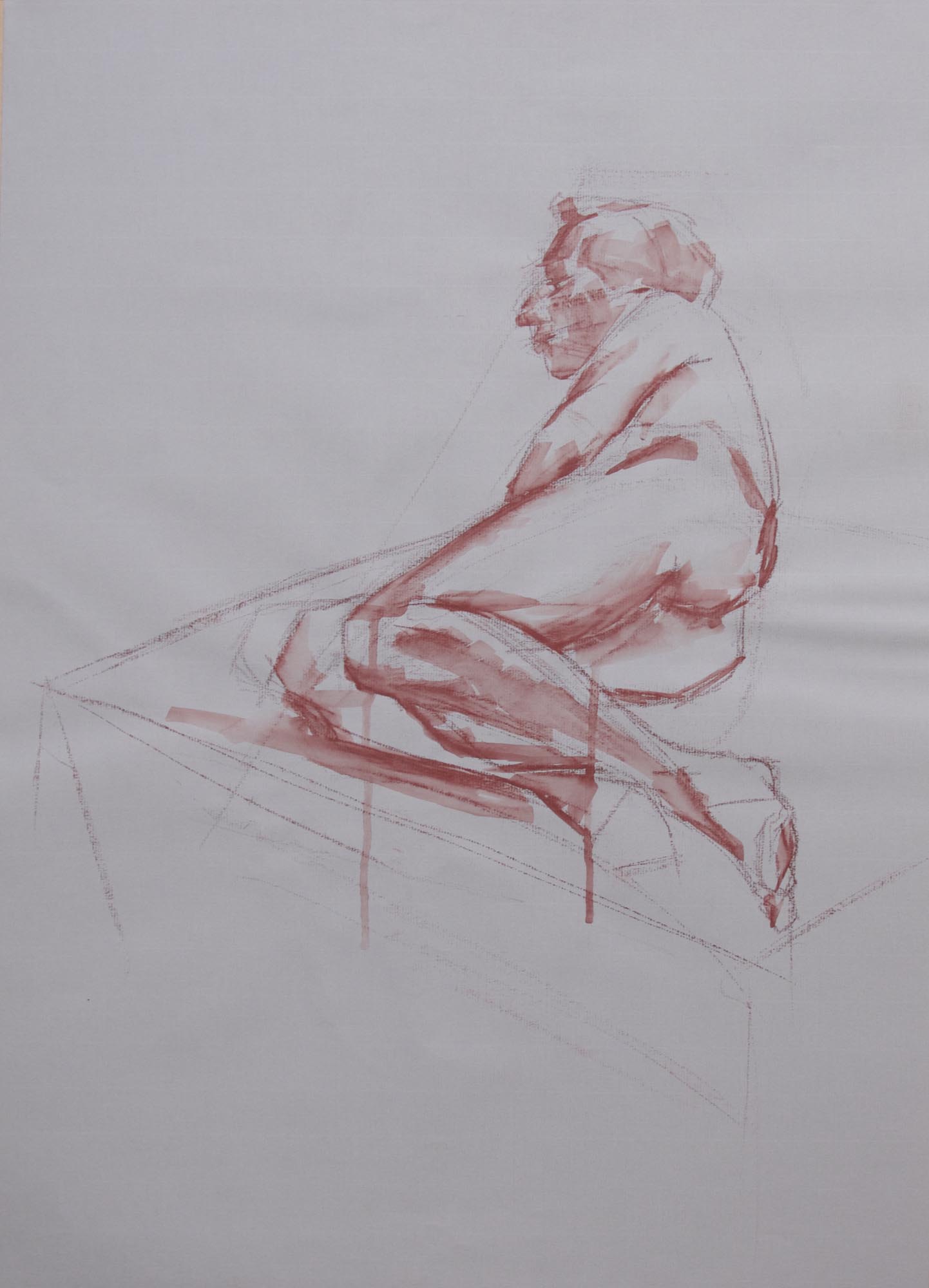 Male nude reclining | Art Graf compressed pigment on Ingres paper, 70cm x 50cm