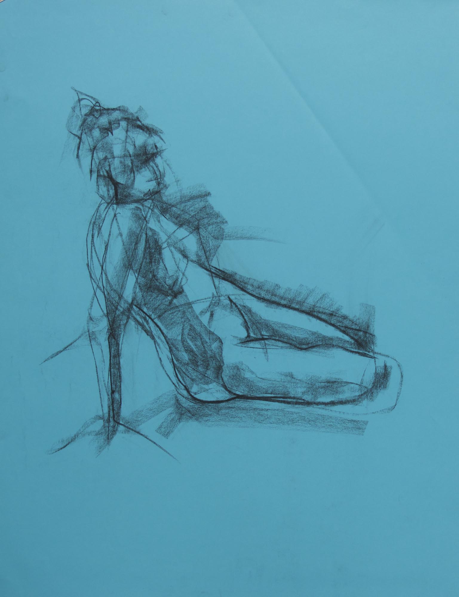 Figure on blue | Soft pastel on paper, 65cm x 50cm
