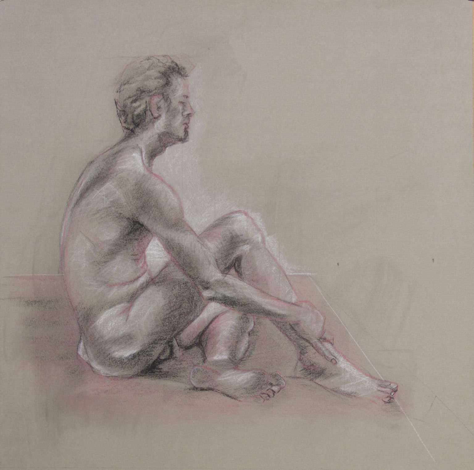 Male nude | Charcoal & conté crayon on Ingres paper, 52cm x 52cm