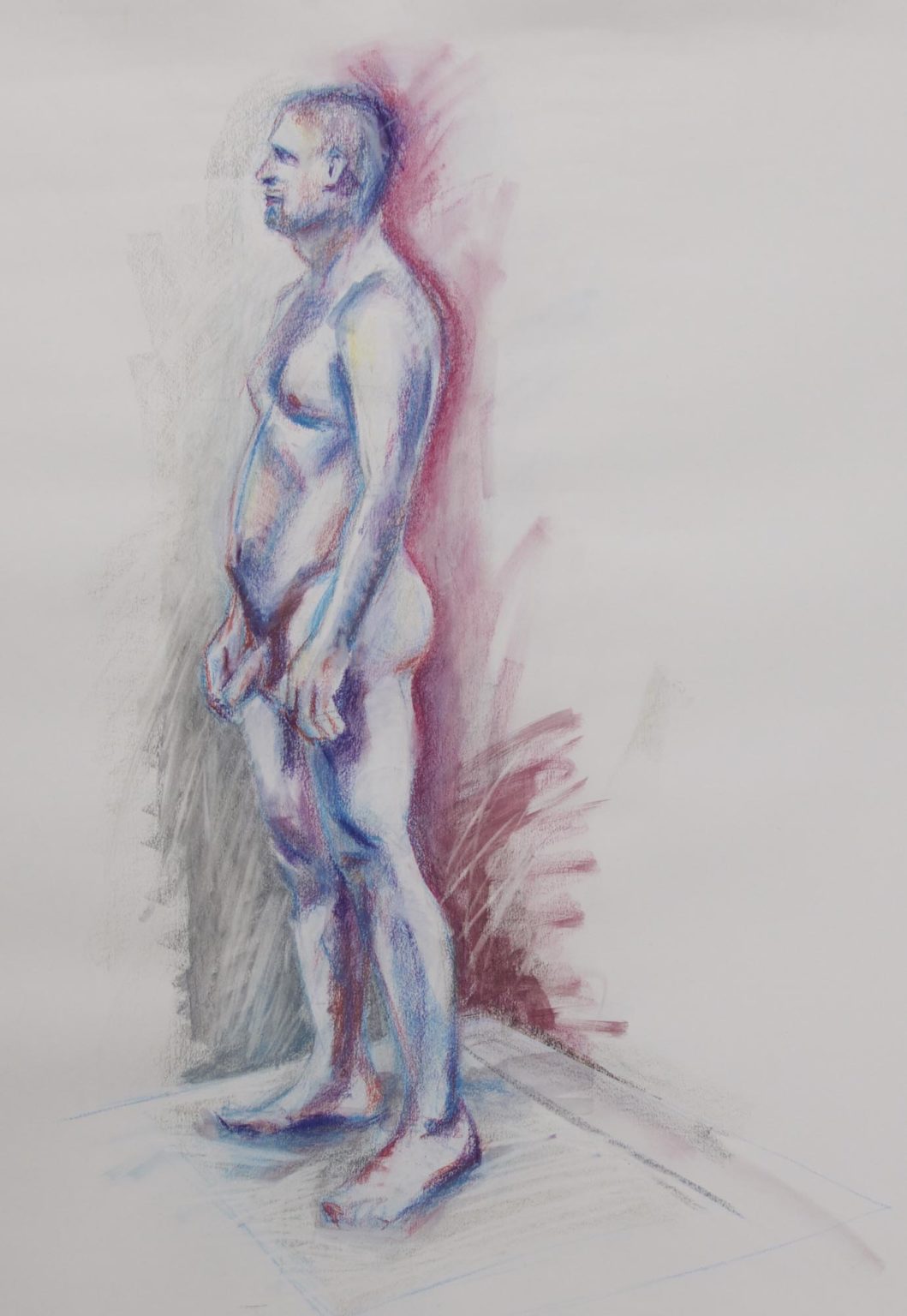 Pink & blue man | Conté crayon on paper, 100cm x 70cm