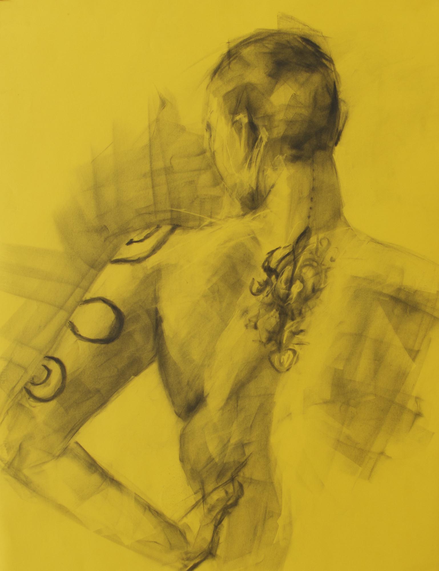 Yellow tattoo | Pan pastel on paper, 65cm x 50cm